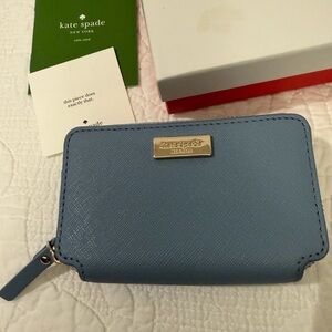 Kate Spade Light Blue Zip-Around Wallet